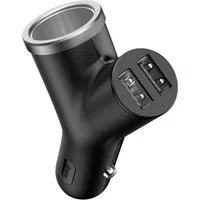 Caricabatterie Auto Baseus Y Type, 40W, 3.4A, 2 x USB-A - 1 x Estensione Accendisigari, Nero CCALL-YX01 — 3