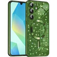 Custodia MagSafe per Samsung Galaxy A16 5G A166 / A16 4G A165, Techsuit, Luxury Glitter, Verde Scuro