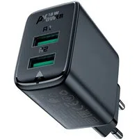 Caricabatterie Rete Acefast A33, 18W, 3A, 2 x USB-A, Nero — 3