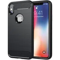Custodia per Apple iPhone XS / X, Techsuit, Carbonio, Nera — 3