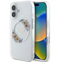 Custodia MagSafe per Apple iPhone 16, Guess, IML Flowers Wreath, Trasparente — 3