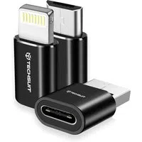 Adattatore Dati e Ricarica USB-C - Lightning / microUSB / USB-A Techsuit A19 TriFlashX 3in1, Nero — 3