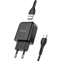 Caricabatterie da rete con cavo USB-C HOCO N2, 10W, 2A, 1 x USB-A, Nero — 3