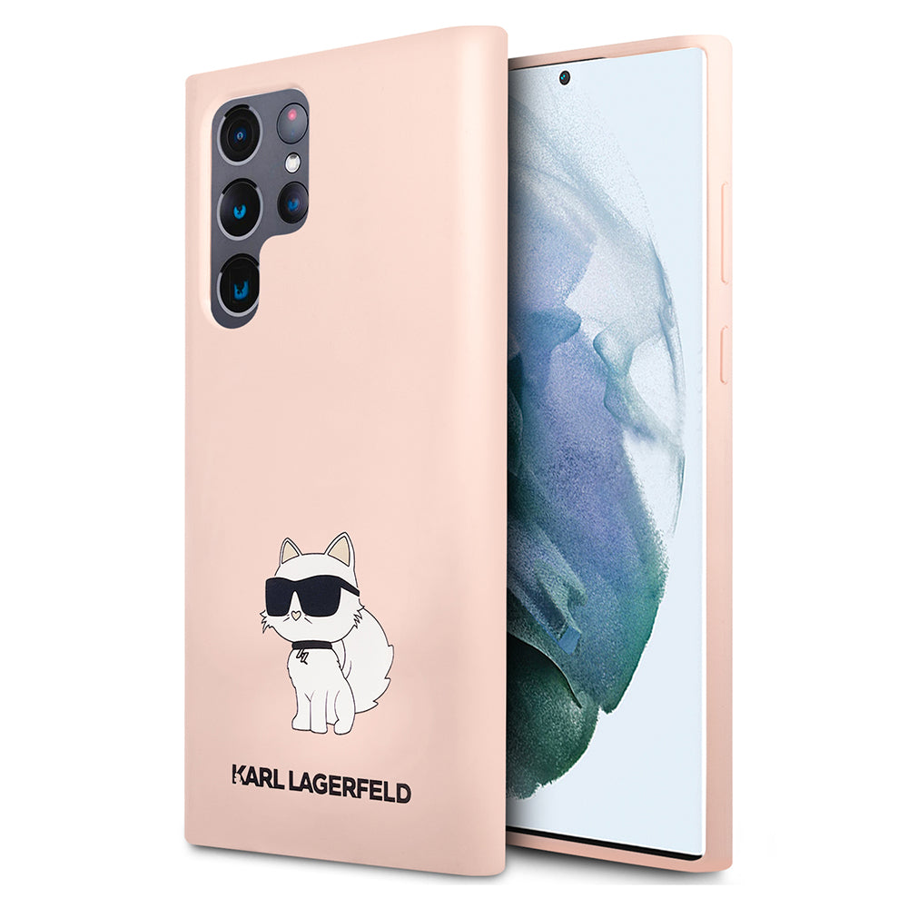 Karl Lagerfeld Custodia per Samsung Galaxy S23 Ultra S918, Karl Lagerfeld, Silicone Choupette, Rosa