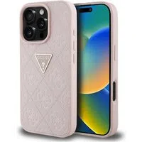 Custodia per Apple iPhone 16 Pro, Guess, Hot Stamp 4G Pattern Triangle Logo, Rosa — 3