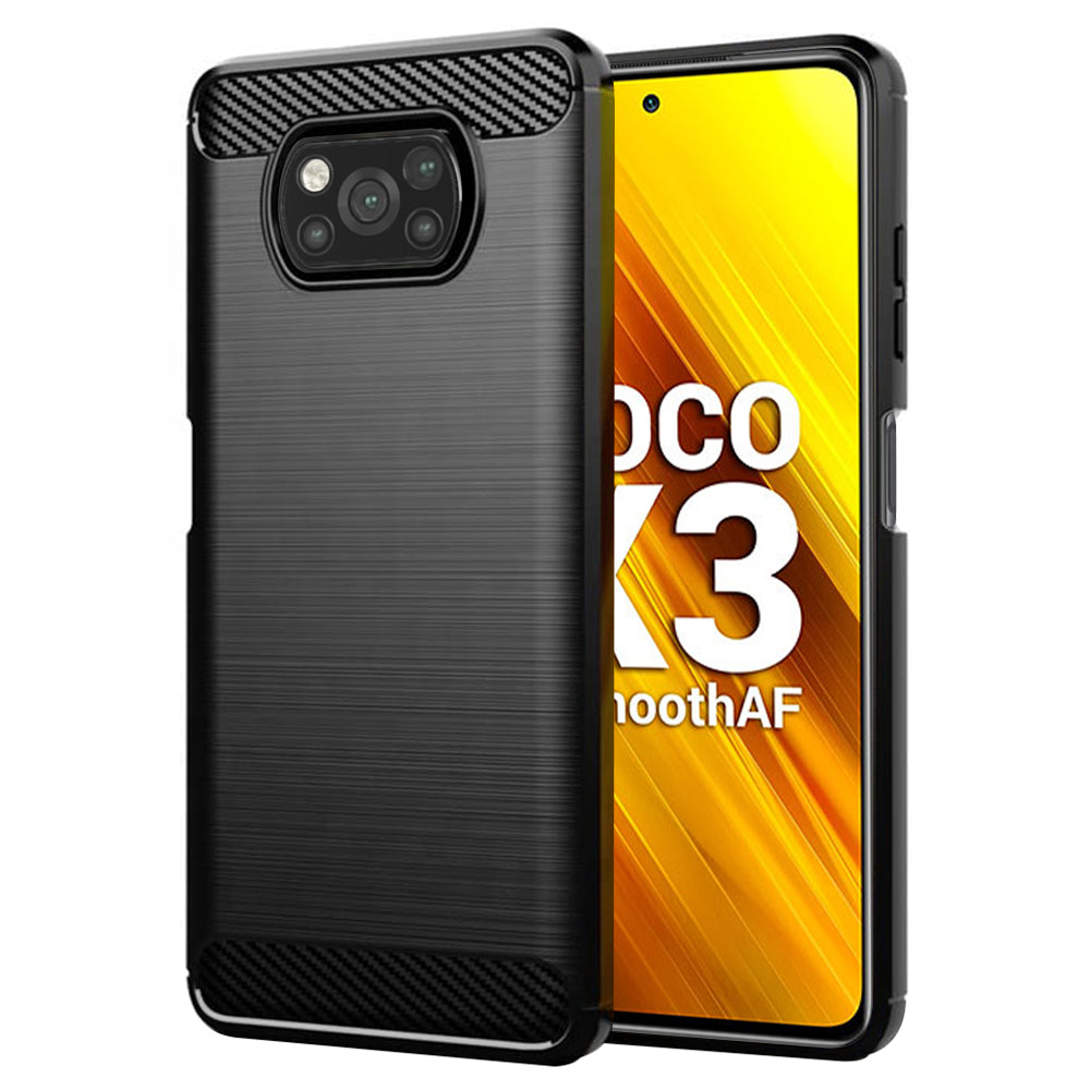 Custodia per Xiaomi Poco X3 Pro / X3 NFC / X3, Techsuit, Carbonio, Nera