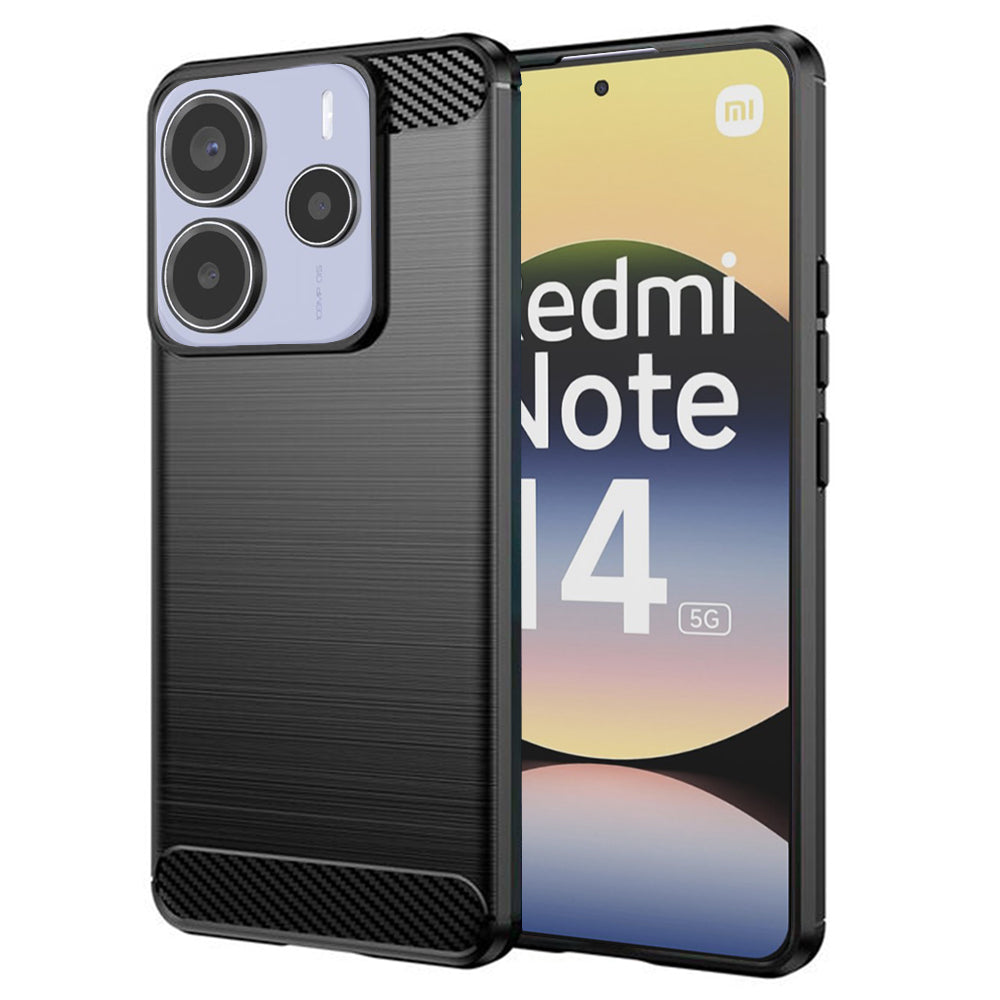 Custodia per Xiaomi Redmi Note 14 5G, Techsuit, Carbonio, Nera