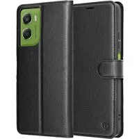 Custodia per Motorola Moto G06, Techsuit, Leather Folio, Nera — 3