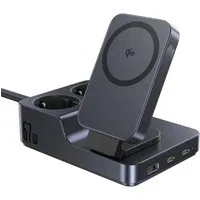 Caricatore Stazione Baseus Nomos ND11 QI 6in1, 67W, 3.35A, 1 x USB-A - 2 x USB-C - 2 x Schuko, Nero E00078801123-00 — 3