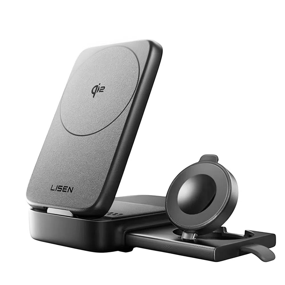 Caricabatterie Wireless Lisen W106 3in1, 15W, 1.67A, Grigio YL0424120009 — 2