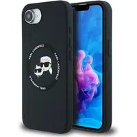 Custodia MagSafe per Apple iPhone 17e / 16e, Karl Lagerfeld, Silicone Karl & Choupette's Heads, Nera — 3