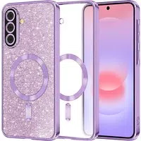 Custodia MagSafe per Samsung Galaxy A37 5G, Techsuit, Luxury Glitter, Viola Chiaro — 3