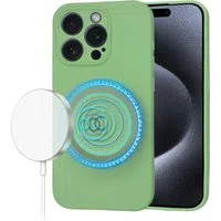 Custodia MagSafe per Apple iPhone 15 Pro, Techsuit, SoftFlex, Verde Chiaro — 3