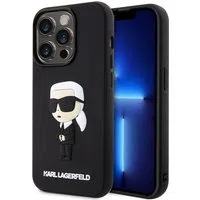 Custodia per Apple iPhone 14 Pro, Karl Lagerfeld, 3D Rubber Ikonik Karl, Nera — 3
