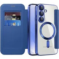Custodia MagSafe per Samsung Galaxy S25+ S936, Techsuit, SmartMag Book, Blu — 3