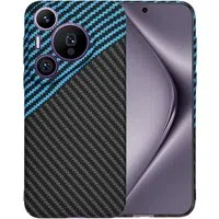 Custodia per Huawei Pura 70 Pro, Techsuit, Carbonite FiberShell, Nero Bleu — 3