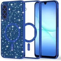Custodia MagSafe per Samsung Galaxy A17 4G / A17 5G, Techsuit, Luxury Glitter, Blu Scuro — 3