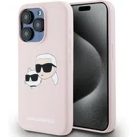 Custodia MagSafe per Apple iPhone 15 Pro Max, Karl Lagerfeld, Silicone Karl & Choupette, Rosa — 3