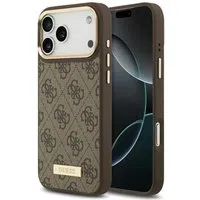 Custodia MagSafe per Apple iPhone 17 Pro Max, Guess, 4G Logo Plate, Marrone — 3