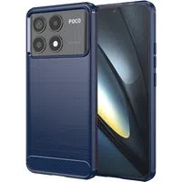 Custodia per Xiaomi Poco F6 Pro, Techsuit, Carbonio, Blu — 3