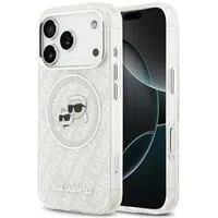 Custodia MagSafe per Apple iPhone 17 Pro, Karl Lagerfeld, Glitter Karl & Choupette Head, Bianca — 3
