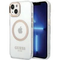 Custodia MagSafe per Apple iPhone 15 Plus, Guess, Metal Outline, Dorata — 3
