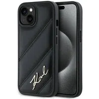 Custodia per Apple iPhone 15, Karl Lagerfeld, Diagonal Quilted Script, Nera — 3