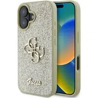 Custodia per Apple iPhone 16, Guess, Fixed Glitter Big 4G, Dorata — 3
