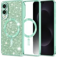 Custodia MagSafe per Samsung Galaxy S25 Edge S937, Techsuit, Luxury Glitter, Verde Chiaro — 3