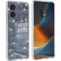 Custodia per Motorola Edge 50 Fusion, Techsuit, SparkleSkin, Trasparente — 3