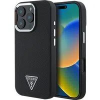 Custodia MagSafe per Apple iPhone 16 Pro, Guess, Logo Triangolo Granulato, Nera — 3