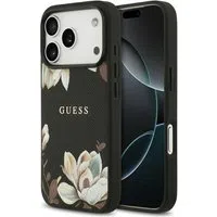 Custodia MagSafe per Apple iPhone 17 Pro, Guess, Grained Flowers, Nera — 3