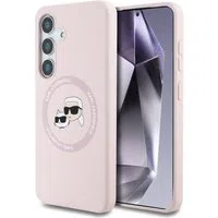 Custodia MagSafe per Samsung Galaxy S25 S931, Karl Lagerfeld, Silicone Double Heads, Rosa — 3