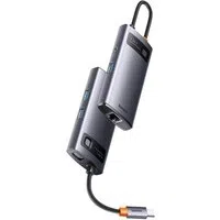 Hub USB-C Baseus Metal Gleam, 3 x USB-A - 1 x RJ45, Grigio WKWG070113 — 3