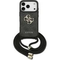 Custodia per Apple iPhone 17 Pro, Guess, Crossbody Cord 4G Big Log, Nera — 3