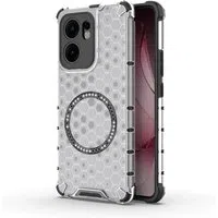 Custodia MagSafe per Oppo Reno13 FS 5G / Reno13 F 4G / Reno13 F, Techsuit, HoneyComb Shield, Bianca — 3