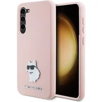 Custodia per Samsung Galaxy S23 S911, Karl Lagerfeld, Silicone Choupette Metal, Rosa — 3