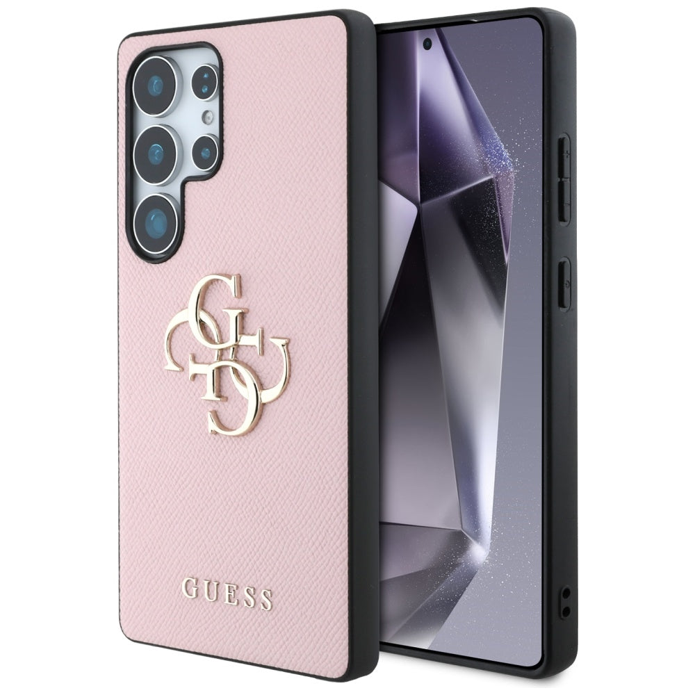 Guess Custodia per Samsung Galaxy S25 Ultra S938, Guess, 4G Grained Big and Classic Logo, Rosa Nera