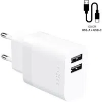Caricabatterie Retea con Cavo USB-C Fixed, 17W, 3A, 2 x USB-A, Bianco — 3