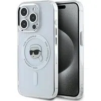 Custodia MagSafe per Apple iPhone 15 Pro Max, Karl Lagerfeld, IML Metal Karl's Head, Bianca — 3