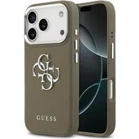 Custodia per Apple iPhone 17 Pro, Guess, 4G Grained Big And Classic Logo, Marrone Argentato — 3