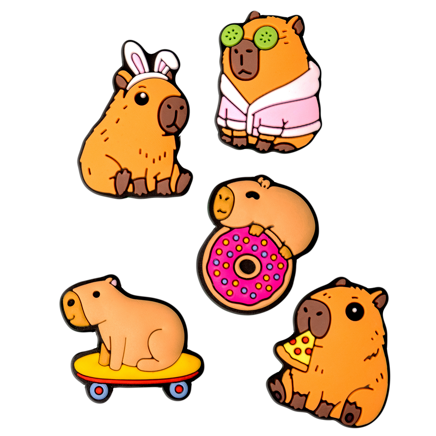 GSMnet Sticker 3D OEM Capybara per Custodia Telefono / Tablet, Set 5 pezzi, Multicolore