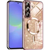 Custodia MagSafe per Samsung Galaxy A56 A566 / A36 A366, Techsuit, Luxury Glitter, Rosa Dorato — 3