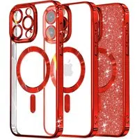 Custodia MagSafe per Apple iPhone 12 Pro, Techsuit, Luxury Glitter, Rossa — 3