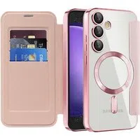 Custodia MagSafe per Samsung Galaxy S23 FE S711, Techsuit, SmartMag Book, Rosa — 3