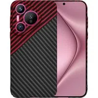 Custodia per Huawei Pura 70, Techsuit, Carbonite FiberShell, Nero Rosso — 3