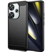 Custodia per Xiaomi Poco F6, Techsuit, Carbonio, Nera — 3