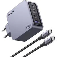 Caricabatterie da Rete con Cavo USB-C UGREEN X763 Nexode Pro, 160W, 3.25A, 1 x USB-A - 3 x USB-C, Grigio — 3