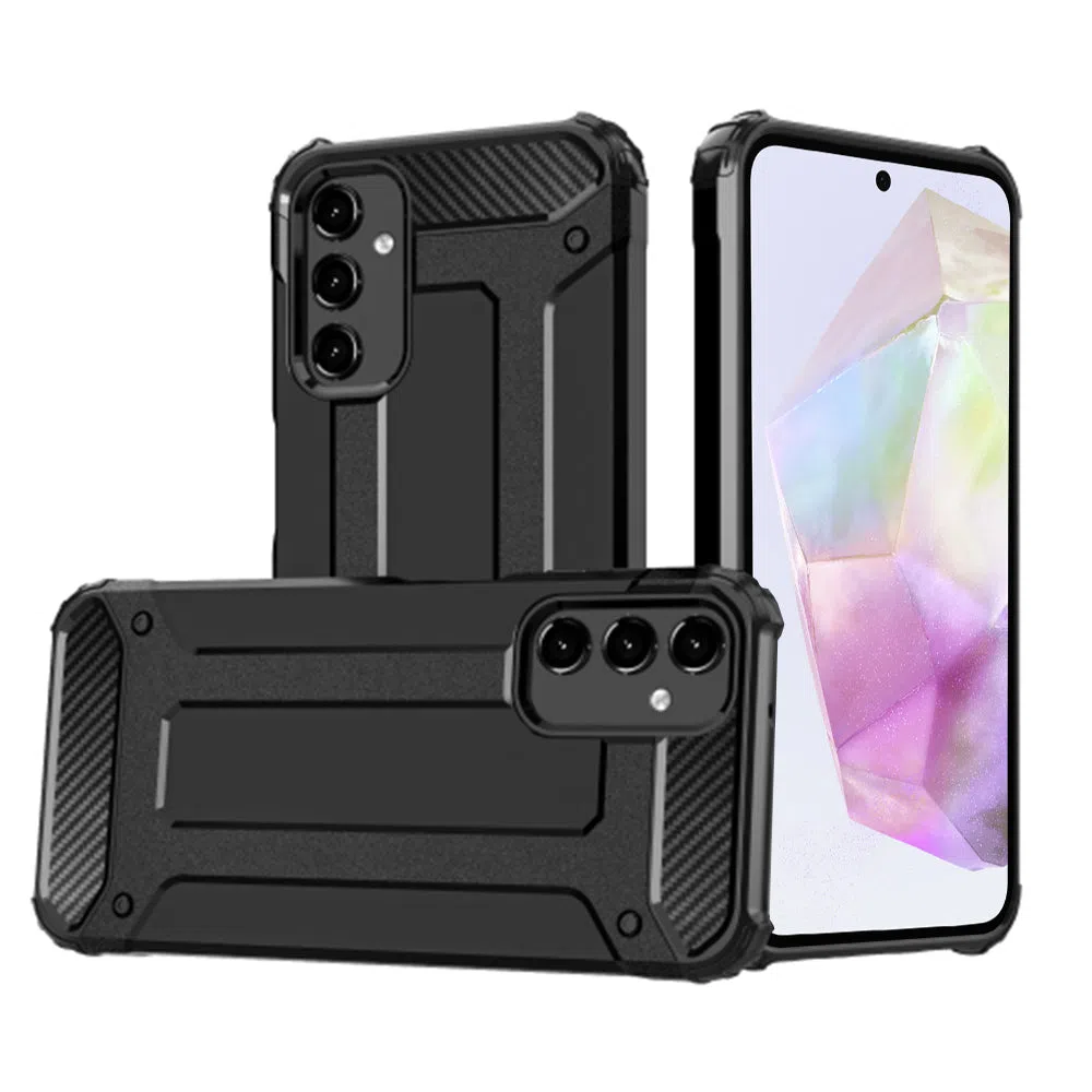 Custodia per Samsung Galaxy A35 5G A356, Techsuit, Hybrid Armor, Nera — 2