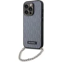 Custodia per Apple iPhone 14 Pro, Karl Lagerfeld, Saffiano Monogram Chain, Argento — 3